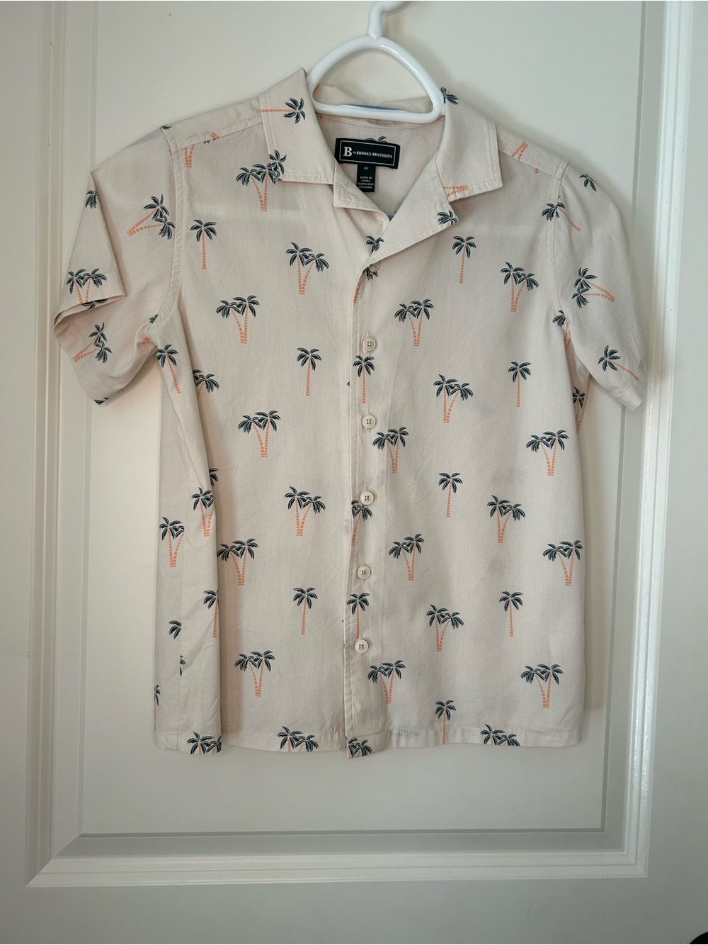 Boys' B by Brooks Brothers Light Tan Short-Sleeve Palm Print Button-Down Shirt